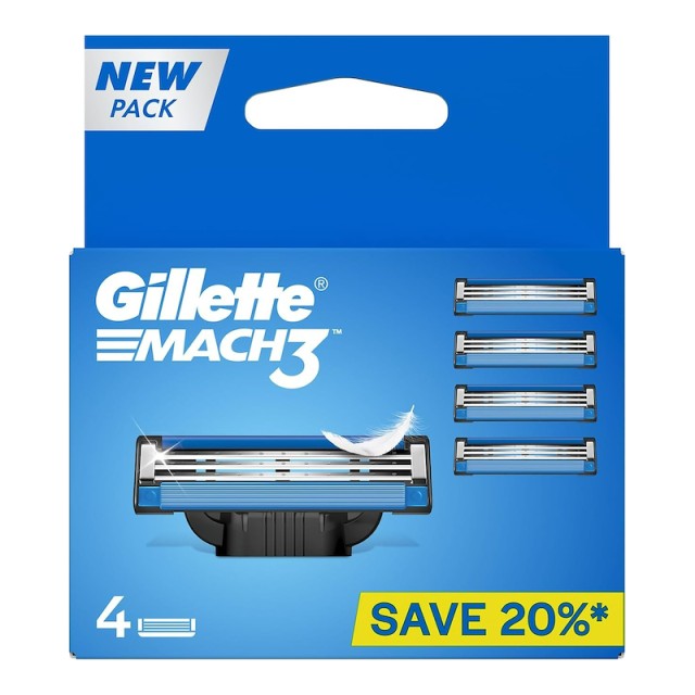 Gillette Mach3 Ανταλλακτικές Κεφαλές 4 τμχ.