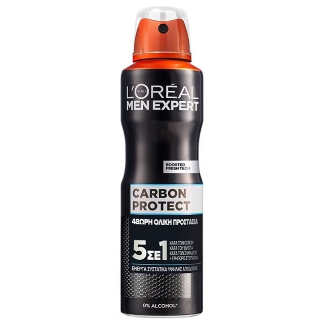 LOreal Paris Men Carbon Protect Spray Αποσμητικό Σπρέι 5 Σε 1, 150ml