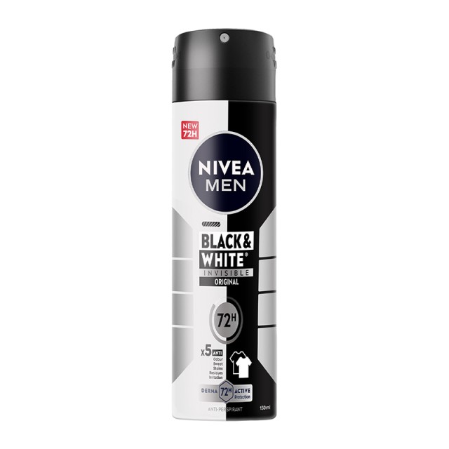 Nivea Men Invisible Black & White 72h Deo Spray, Αποσμητικό Σπρέι 150ml