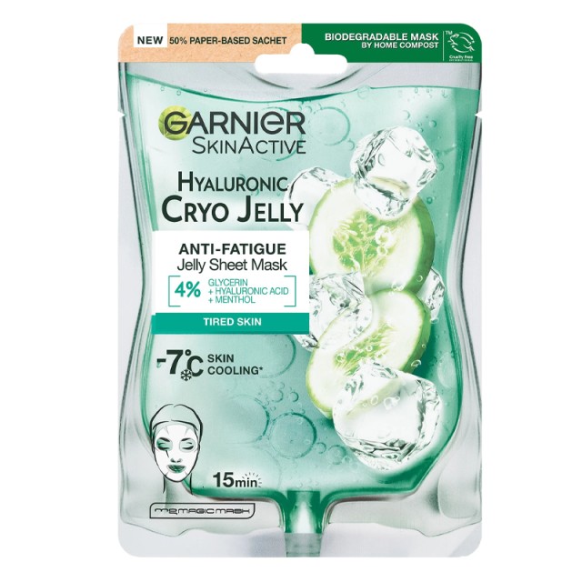 Garnier SkinActive Hyaluronic Cryo Jelly Υφασμάτινη Μάσκα Προσώπου με Υφή Τζελ, 27g