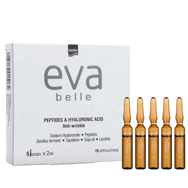 Εva Belle Peptides & Hyalouronic Acid, Ορός σε Αμπούλες κατά των Λεπτών Γραμμών & των Ρυτίδων, 5x2ml, 1σετ