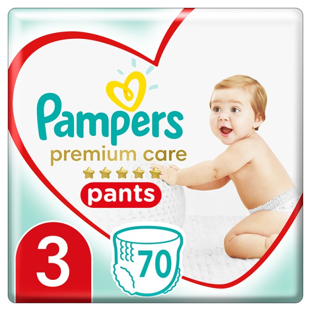Pampers Premium Care Pants, Πάνες Βρακάκι No3 (6-11kg), 70τμχ, MEGA PACK