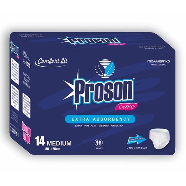 Proson Care Premium Πάνες Ακράτειας Ενηλίκων Νύχτας No2, Medium,14τμχ