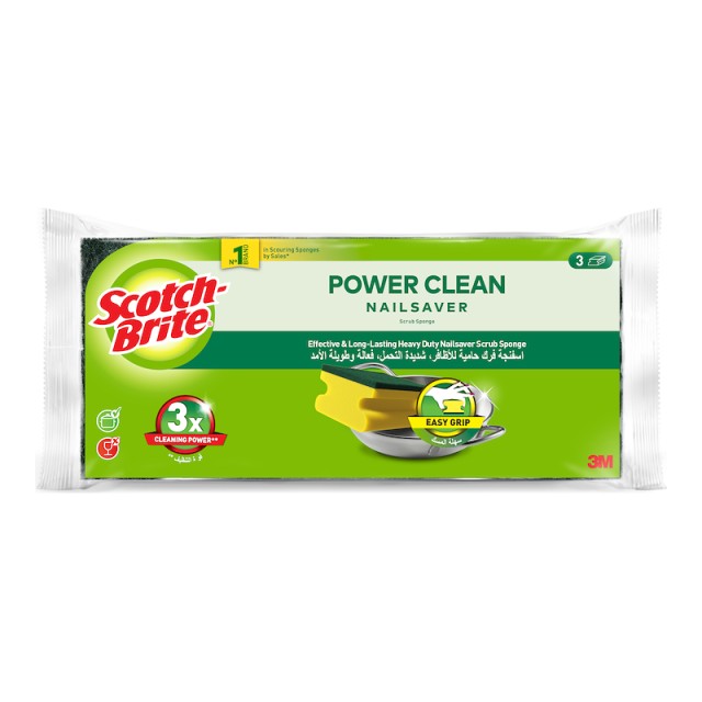 Scotch-Brite Classic Nail Saver Πράσινα Σφουγγάρια Καθαρισμού 3 τεμ.