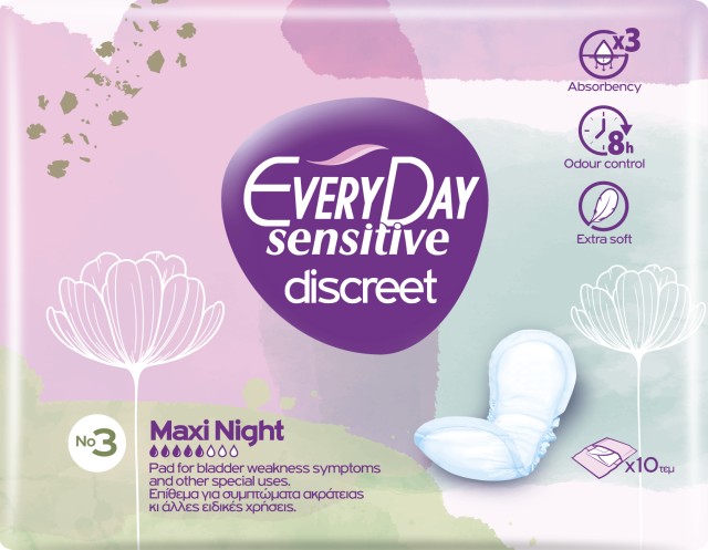 Σερβιέτες ενισχυμένης προστασίας Every Day Discreet MAXI NIGHT 10 τεμ.