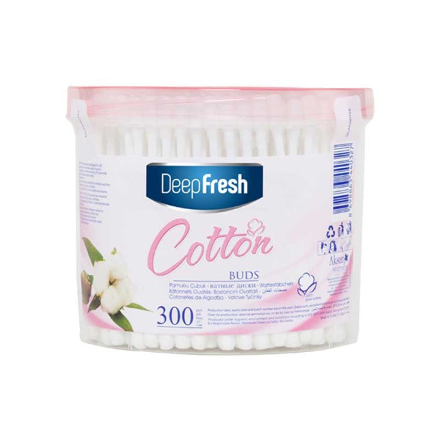 Deep Fresh Cotton Buds, Μπατονέτες απο 100% βαμβάκι, 300τμχ