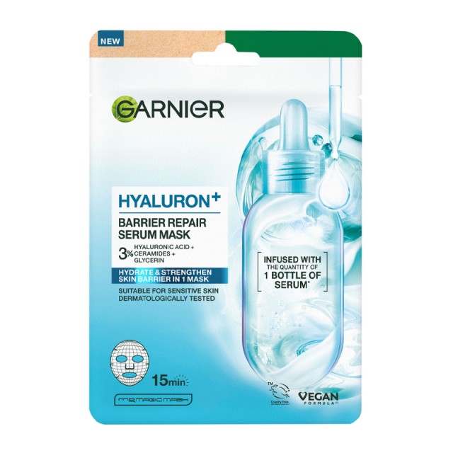 Garnier Hyaluron+ Barrier Repair Serum Mask Υφασμάτινη Μάσκα Ενυδάτωσης, 1τεμ