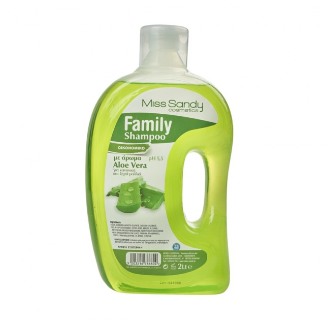 Miss Sandy Family Shampoo, Σαμπουάν Αloe Vera για Όλους τους Τύπους Μαλλιών, Οικονομική Συσκευασία, 2000ml