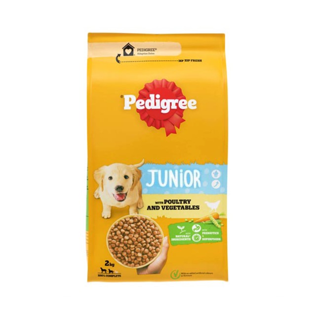 Pedigree® Junior Πλήρης Ξηρή Τροφή Σκύλου Πουλερικά και Λαχανικά 2kg