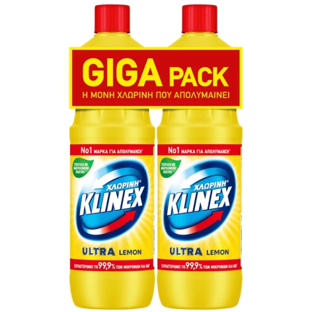Klinex Ultra Χλωρίνη Lemon Giga Pack, 1250ml,  2τεμ