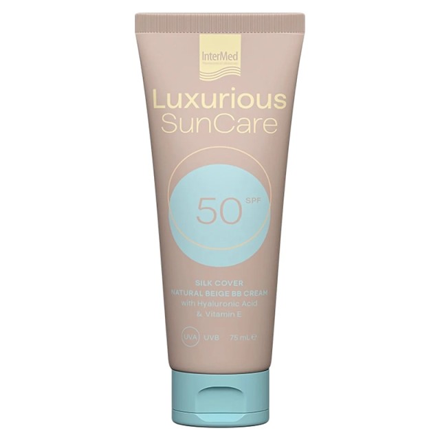 Luxurious Sun Care Silk Cover BB Cream With Hyaluronic Acid SPF50 Natural, Αντηλιακή Κρέμα Προσώπου με Χρώμα, 75ml