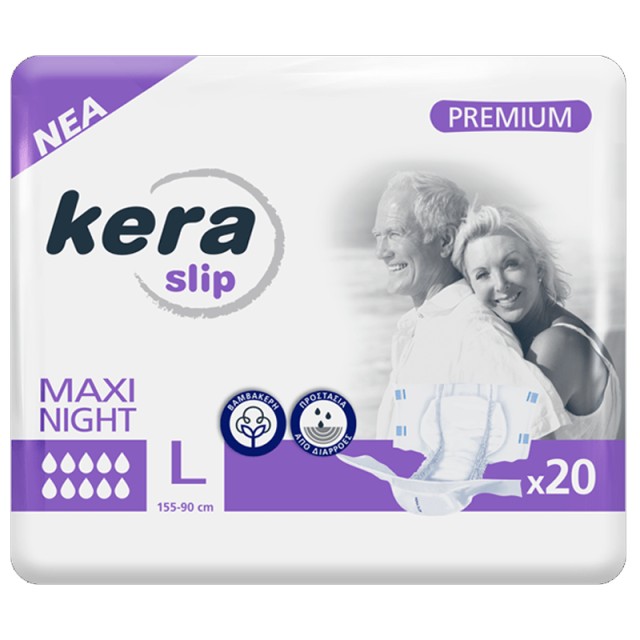 Kera Adult Diapers Slip Maxi Night Πάνες Ακράτειας Νυκτός, Large, 20τμχ