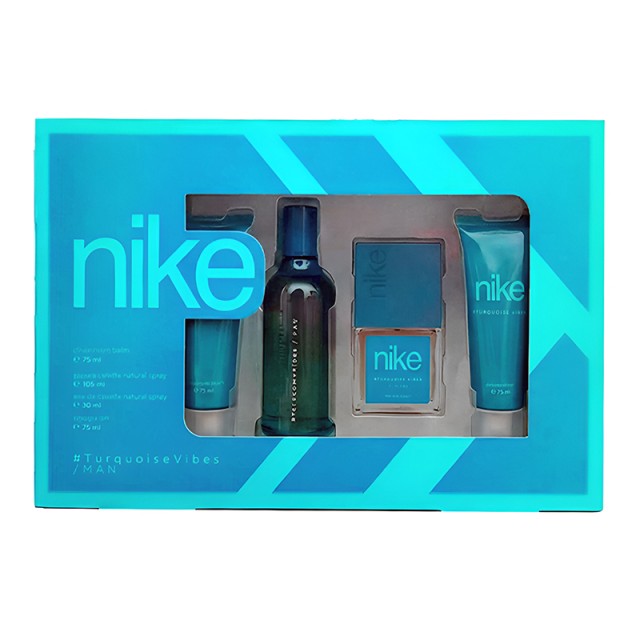 Nike Turqoise Vibes Man Set, Ανδρικό Σετ Δώρου με EDT, 100ml & ΕDT, 30ml & After Shave Balm, 75ml & Shower Gel, 75m