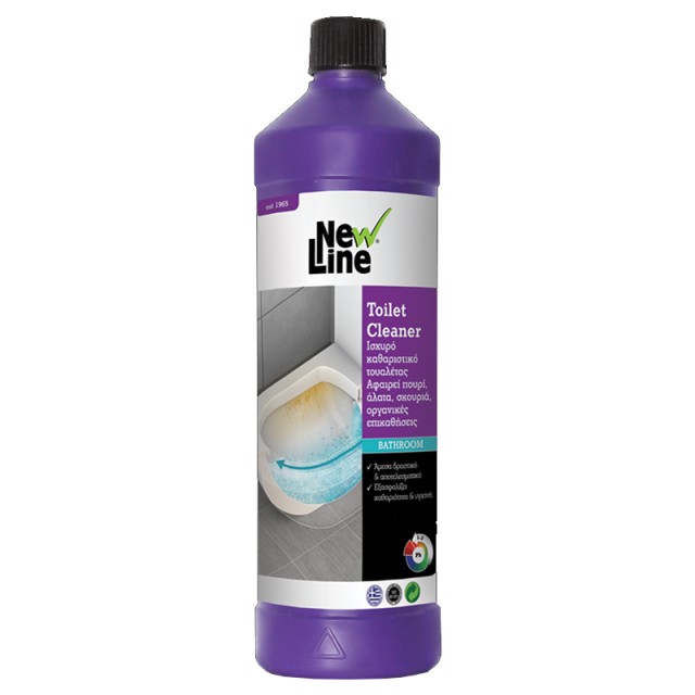 New Line Toilet Cleaner, Ισχυρό Kαθαριστικό Tουαλέτας, Αφαιρεί Πουρί, Άλατα, Σκουριές, Οργανικές Επικαθίσεις,1lt