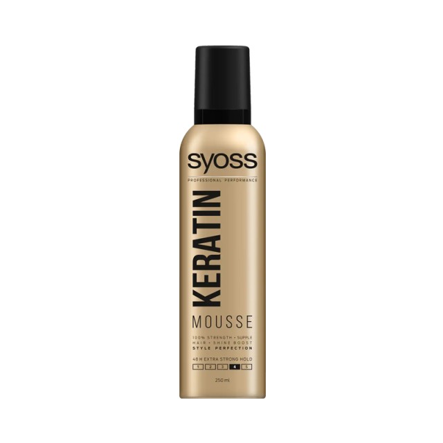 Syoss Keratin Shine Mousse, Αφρός Μαλλιών για Λάμψη & Κράτημα, 250ml