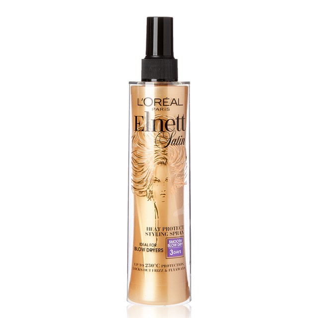 LOreal Paris Elnett Satin Heat Spray, Σπρέι Θερμοπροστασίας Μαλλιών, 170ml