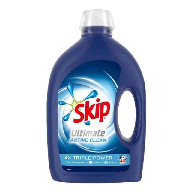 Skip Ultimate Active Clean 3X Power, Υγρό Απορρυπαντικό Πλυντηρίου Ρούχων, 2lt, 40 μεζούρες