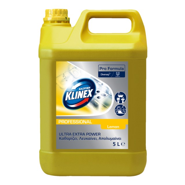 Klinex Ultra Extra Power Professional Λεμόνι, Xλωρίνη Παχύρευστη, 5lt
