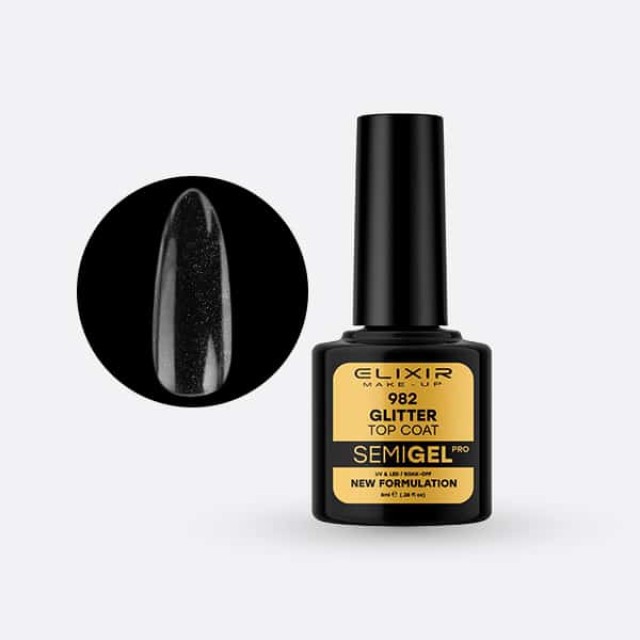 Elixir Ημιμόμιμο βερνίκι 8ml – #982 (Glitter Top Coat)