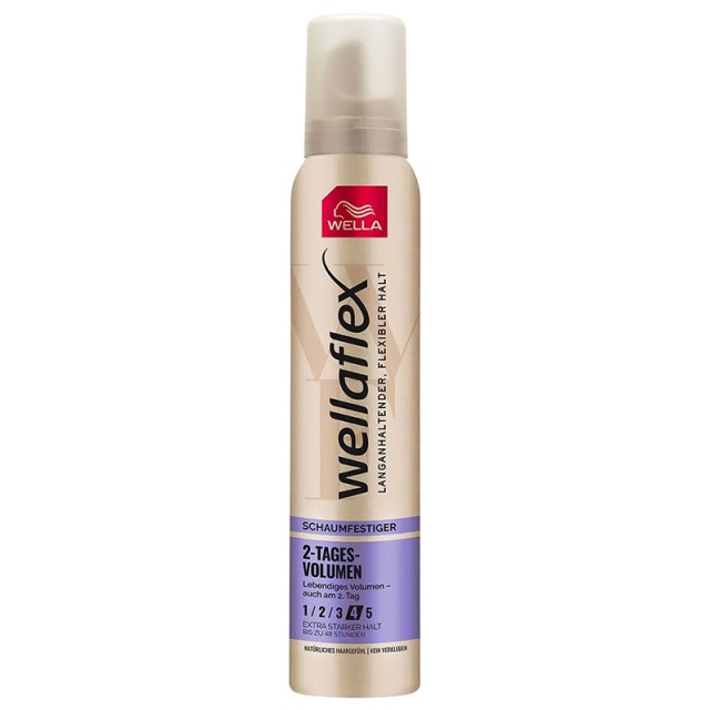 Wellaflex 2 Days Volume Extra Strong Hold Mousse No4, Αφρός για Όγκο & Πολύ Δυνατό Κράτημα στα Μαλλιά, 200ml