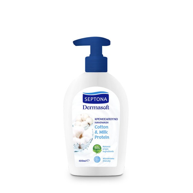 Septona Dermasoft  Cotton & Milk Protein, Κρεμοσάπουνο, 400ml