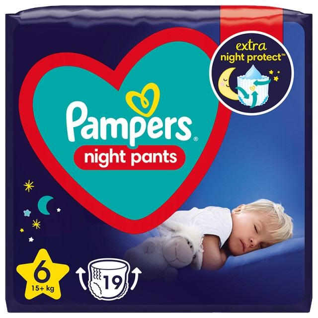 Pampers Night Pants, Πάνες Βρακάκι Νο6 (15+kg), 19τμχ