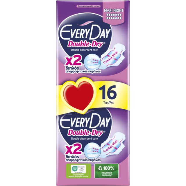 EveryDay Σερβιέτες Hyperdry Double Dry Ultra Plus Maxi Night 16 τεμ.