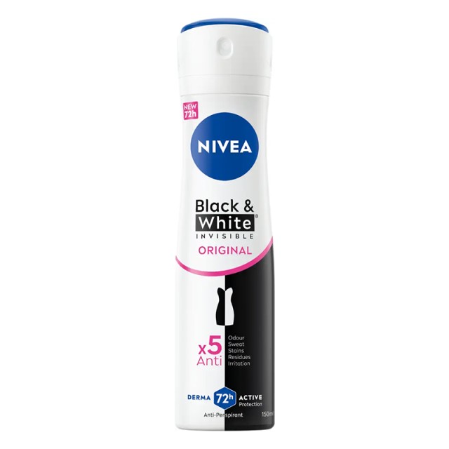 Nivea Invisible Black & White Original, Γυναικείο Αποσμητικό Σπρέι, 150ml
