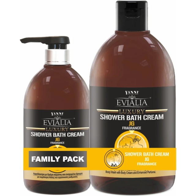 Evialia Luxury Shower Bath Cream, JG Fragrance Set 1 lt +500ml, Αφρόλουτρο Με Κρέμα Σώματος Σετ 1lt +500ml