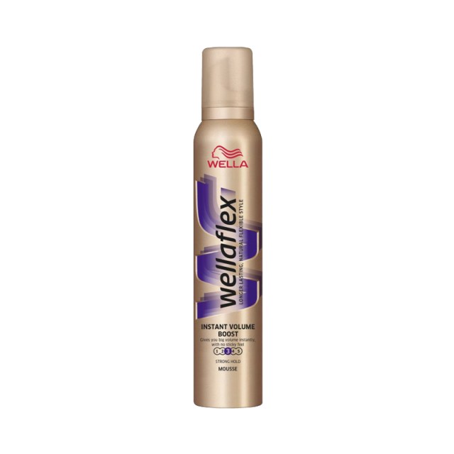 Wellaflex Instant Volume Boost Strong Hold Mousse, Αφρός για Όγκο & Δυνατό Κράτημα στα Μαλλιά, 200ml