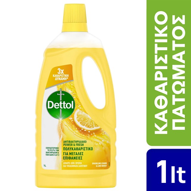Dettol Power & Fresh Αντιβακτηριδιακό Πολυκαθαριστικό Πατώματος Λεμόνι, 1lt