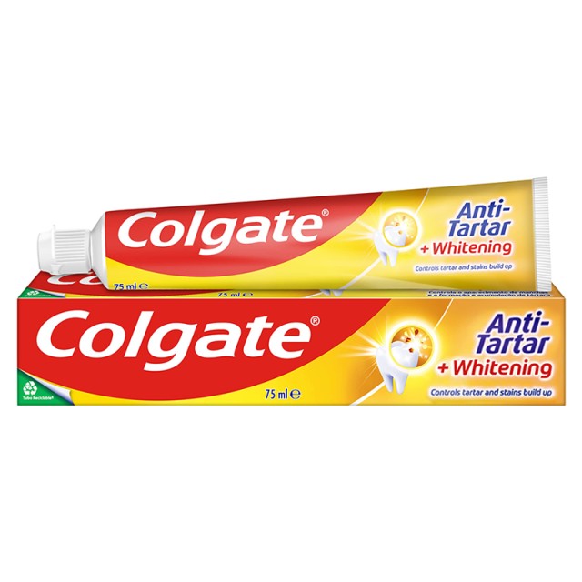 Colgate Anti Tartar & Whitening, Οδοντόκρεμα για Λεύκανση & Κατά της Πέτρας 75ml