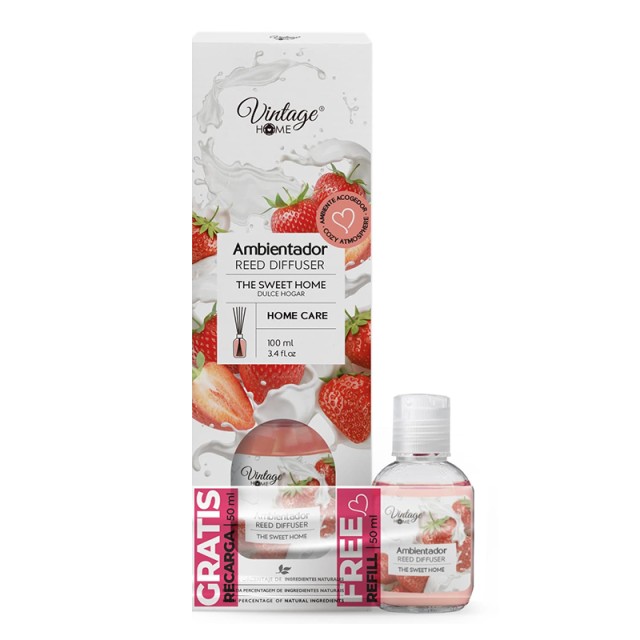 Vintage Home The Sweet Home Reed Diffuser, Αρωματικός Διαχυτήρας σε Στικ 100 ml + 50 ml Ανταλλακτικό