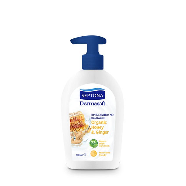 Septona Dermasoft  Organic Honey & Ginger, Κρεμοσάπουνο, 400ml