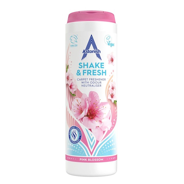 Astonish Shake & Fresh Carpet Freshener Pink Blossom, Σκόνη Φρεσκαρίσματος Χαλιών 350g