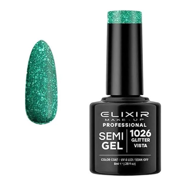 Elixir Semi Gel Νο1026 Glitter Vista Ημιμόνιμο Βερνίκι 8 ml