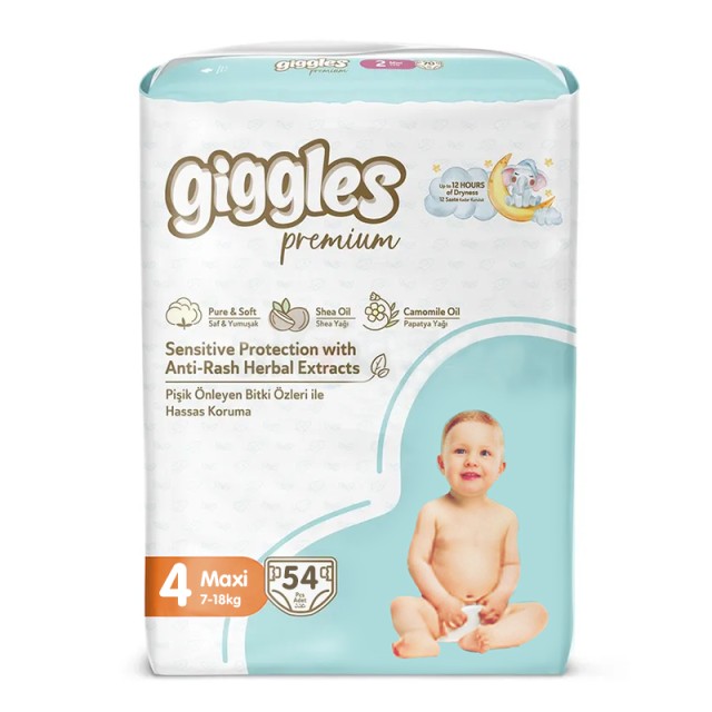 Βρεφικές Πάνες Giggles No4 Maxi 7-18Kg 54τμχ