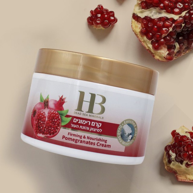 H.B. Firming & Nourishing Pomegranates Cream, Kρέμα Σώματος για Σύσφιξη & Θρέψη με Ρόδι βιταμίνες B5, C, E &ι K, Λιπαρά Οξέα, Ωμέγα 3, 6 & 9, Λάδι Αργκάν, Πράσινο Τσάι, Ελαιόλαδο, Μέλι & Μεταλλικά στοιχεία της Νεκράς Θάλασσας, 350ml