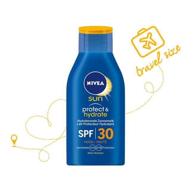 NIVEA SUN Protect & Hydrate SPF 30 Lotion, Αντηλιακό για πρόσωπο & σώμα, 30ml, TRAVEL SIZE