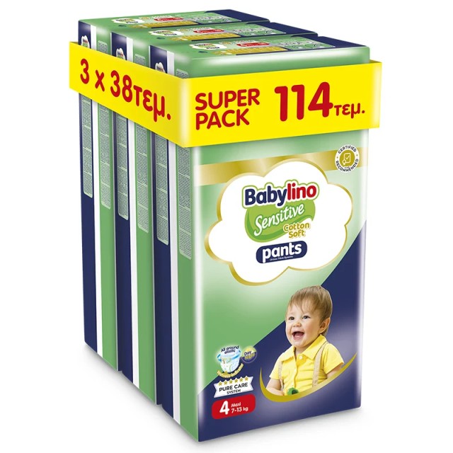 Babylino Pants Cotton Soft Unisex SUPER PACK No4 Maxi 7-13kg 114 τεμ.