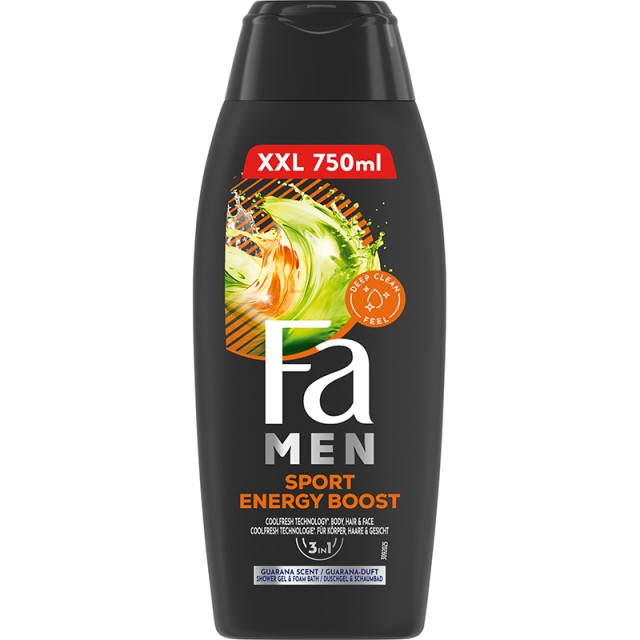 Fa Men Energy Boost ΧΧL Αφρόλουτρο 3 σε 1 για Μαλλιά, Σώμα & Πρόσωπο, 750ml