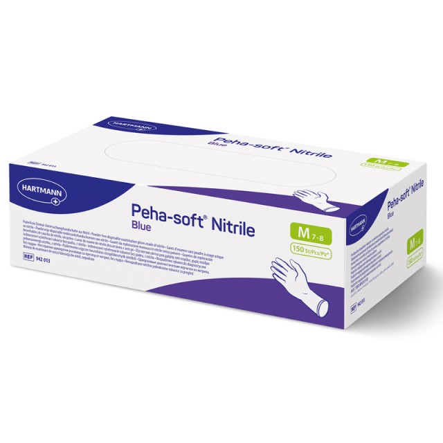 Peha-soft Nitrile Blue No Medium, Γάντια Νιτριλίου Μπλε Μίας Χρήσης Χωρίς Πούδρα - Συσκευασία 150 τεμαχίων