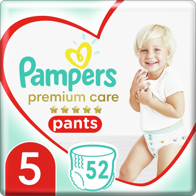 Pampers Premium Care Pants, Πάνες Βρακάκι No5 (12-17kg), 52τμχ, MEGA PACK