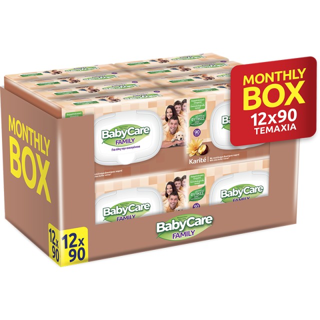 Μωρομάντηλα BabyCare Family Karite Monthly Box 12X90 τμχ