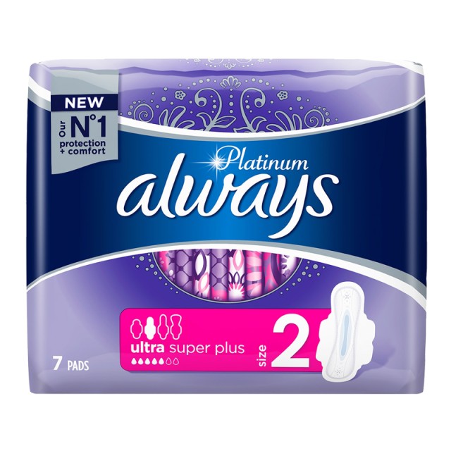 Always Platinum Ultra Super Plus, Σερβιέτες με Φτερά, 7τμχ