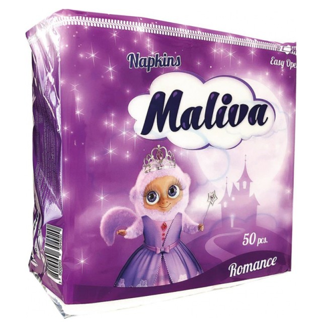 Maliva Romance Purple, Χαρτοπετσέτες 33x33cm, 50τμχ