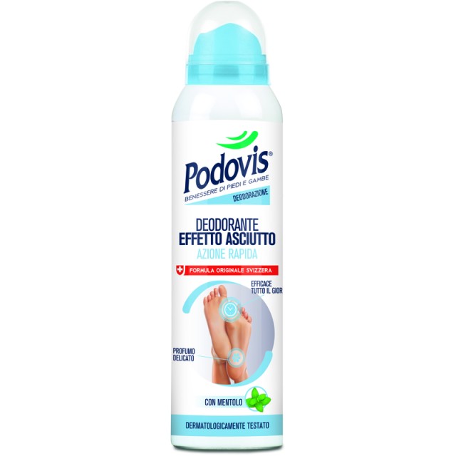 Podovis Dry Effect Deodorant, 150ml Αποσμητικό Σπρέι & Προστασία από Μύκητες Για Τα Πόδια, 150ml