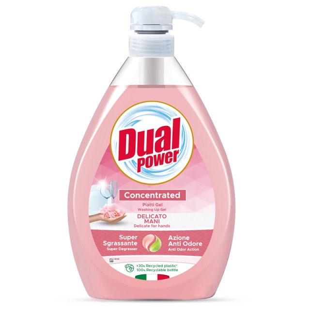 Dual Power Delicate for Hands, Υγρό Απορρυπαντικό Πιάτων, 1lt