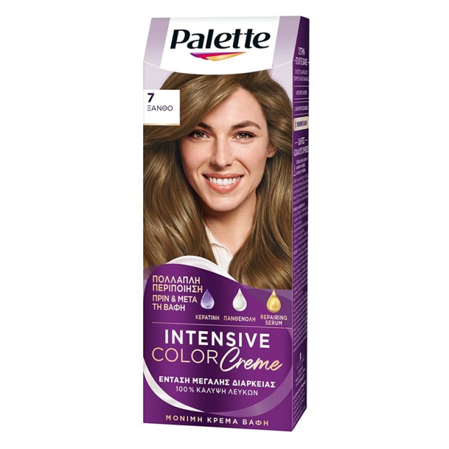 Schwarzkopf Palette Intensive Color Creme Μόνιμη Κρέμα Βαφή Μαλλιών No 7 Ξανθό, 1τμχ