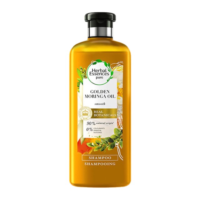 Herbal Essences Pure Έλαιο Golden Moringa, Σαμπουάν για Ξηρά & Ταλαιπωρημένα Μαλλιά, 400ml